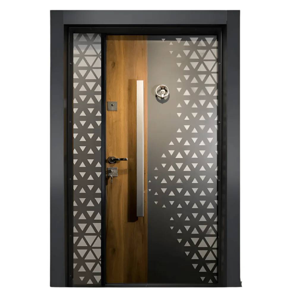 Decordin Laminox Portal One & Half Door – IBR-006 – Classic Wooden Finish, Mono Lock System, Peephole & Knocker, 7ft x 4ft, Weather-Resistant Laminox Material