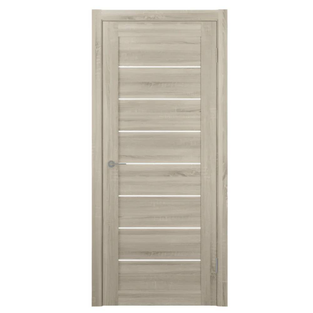 Unidoors Oak Sonoma PVC Internal Door – MD01 | Solid Wood Core | Tempered Glass | 90x210cm | Invisible Hinges | Free Installation