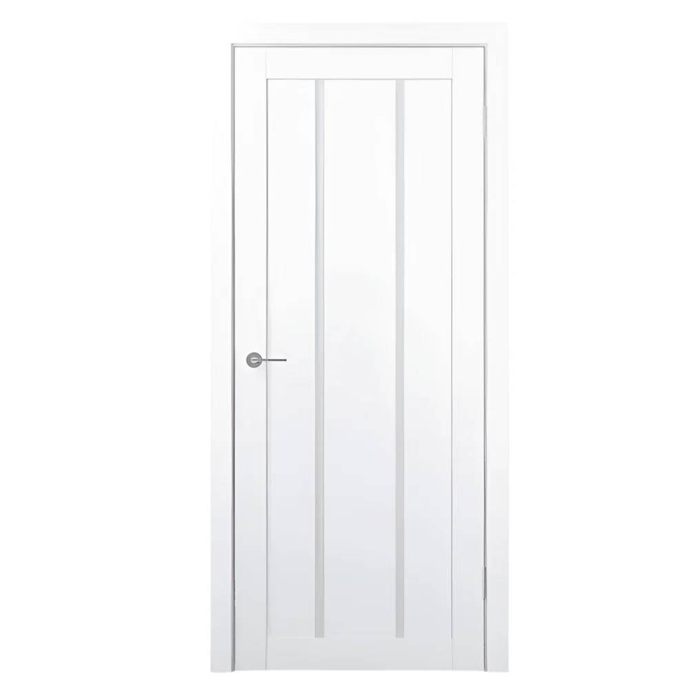 Unidoors White PP Internal Door – EL02 – 90x210cm, Solid Wood Core, Tempered Glass Inserts, Splash-Resistant Finish & Free Installation