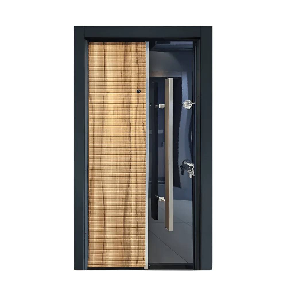 PVC Laminated Single Door – PMR 023 – Premium Security Entrance, Dual Lock System, Peephole, Elegant Finish & Weather-Resistant Surface