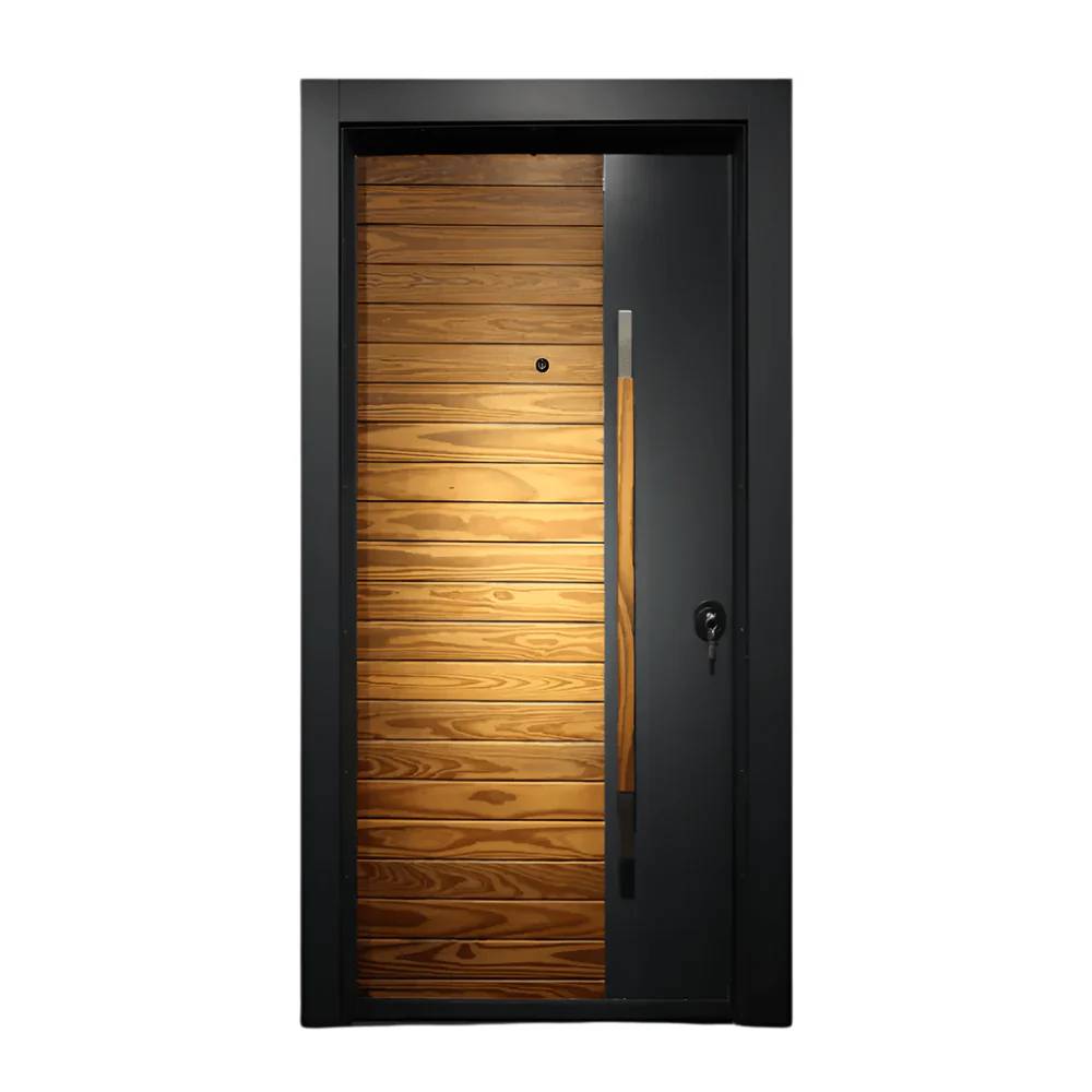 Decordin Luxury Single Door – PORTAL 011 | Alucobond & Thermo Wood, Central Lock System, Classic Wooden Finish & Custom Configurations for Stylish Entryways