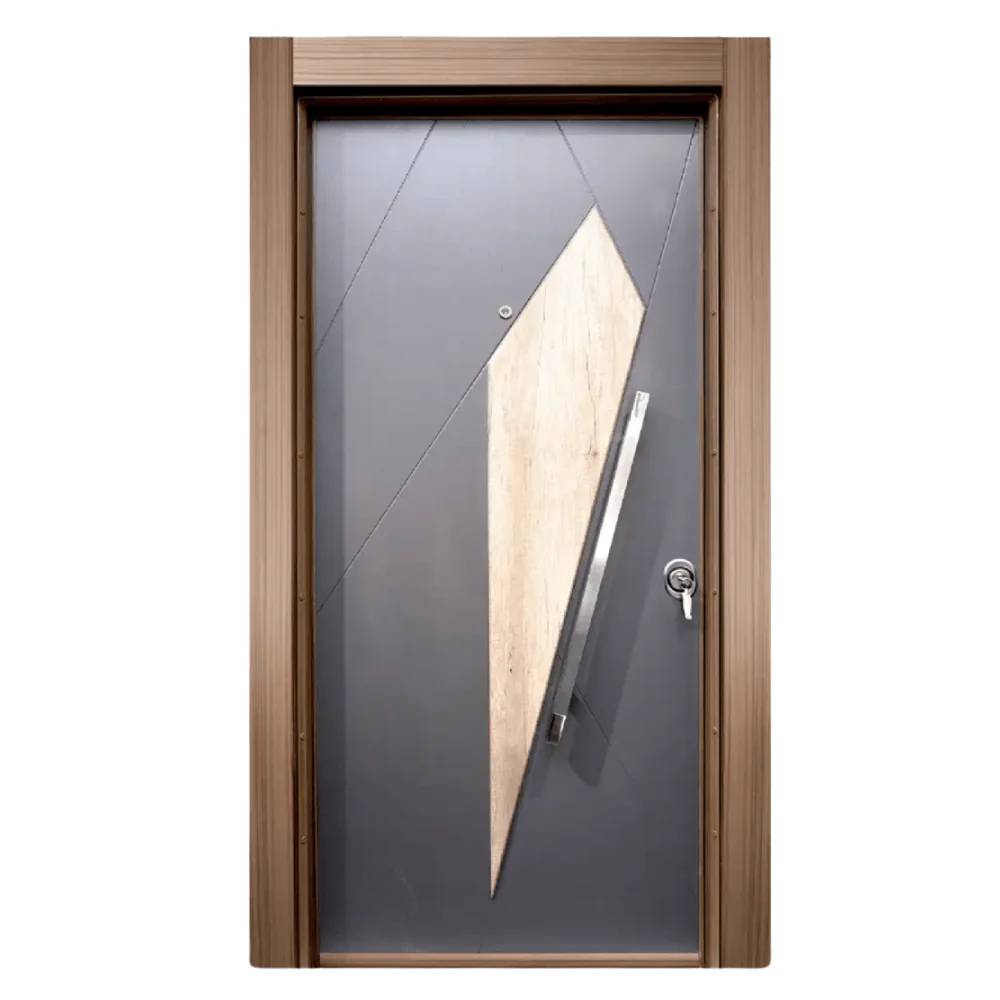 Luxury Single Door – PORTAL 014 – PVC Laminate Finish, Antique Frame, Central Lock System & Contemporary Elegance for a Secure and Stylish Entry
