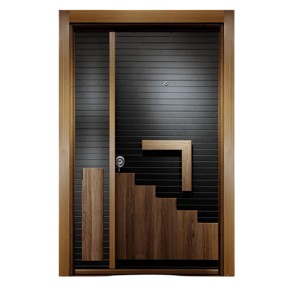 Luxury One & Half Door – PORTAL 015 – PVC Laminate Finish, Antique Frame, Central Lock System & Elegant 7ft x 4ft Entryway for Sophisticated Homes