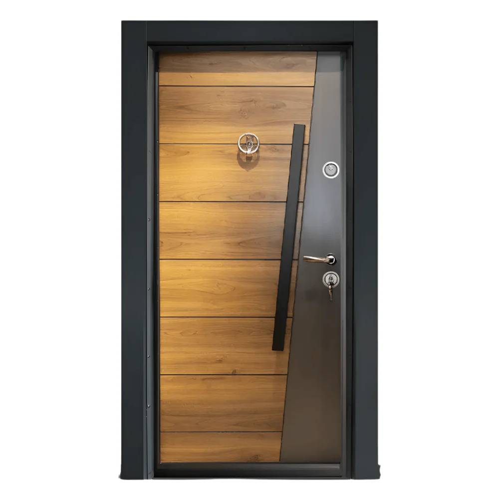 Laminox Single Door – PMR-008 – Classic Laminated 7ft x 3ft Security Door with Peephole, Knocker, and Mono Lock System for Interior & Exterior Use