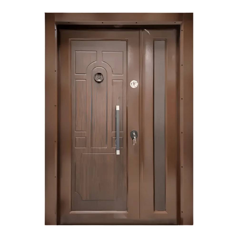 Laminox One & Half Door – PMR 020 – 7ft x 4ft Security Door with Classic Wooden Finish, Mono Lock System & Knocker Peephole for Elegant Main Entrances