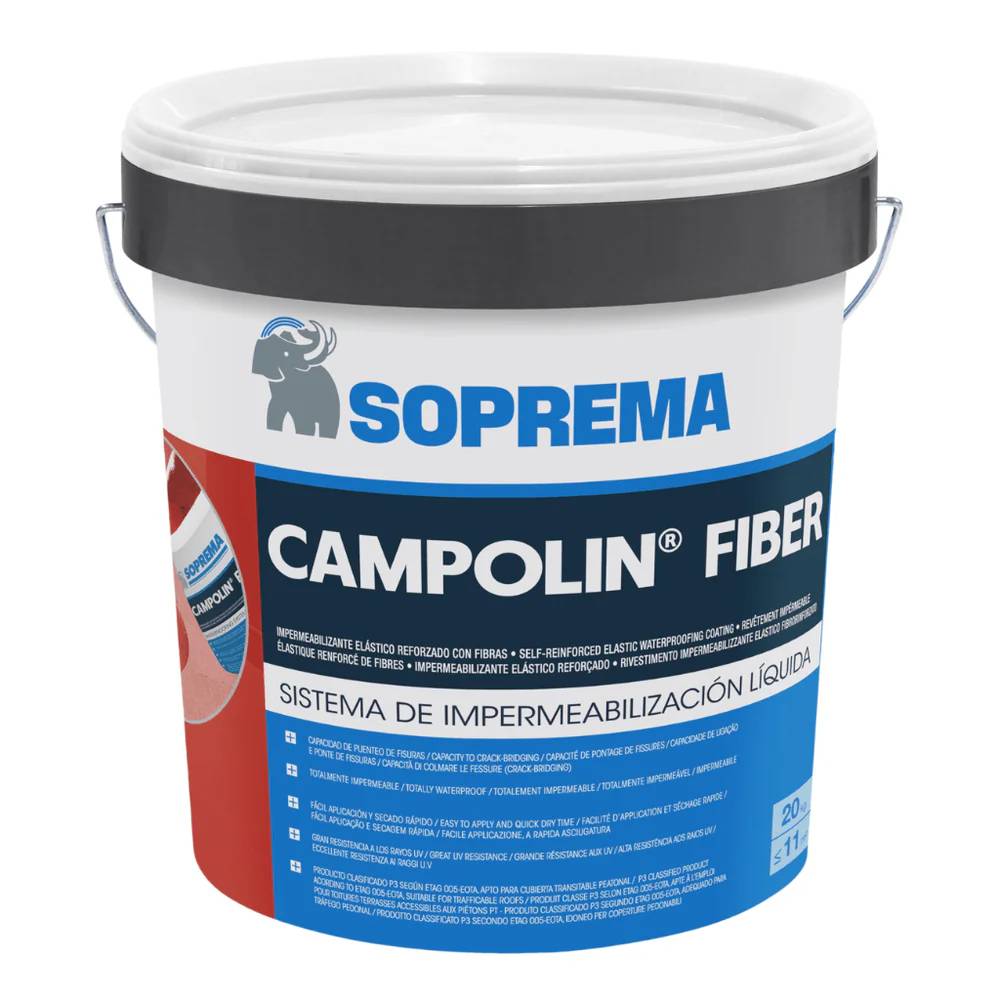 Soprema White Campoline Fiber – 5kg / 20kg | Self-Reinforced Acrylic Waterproofing Membrane for Concrete & Tiles