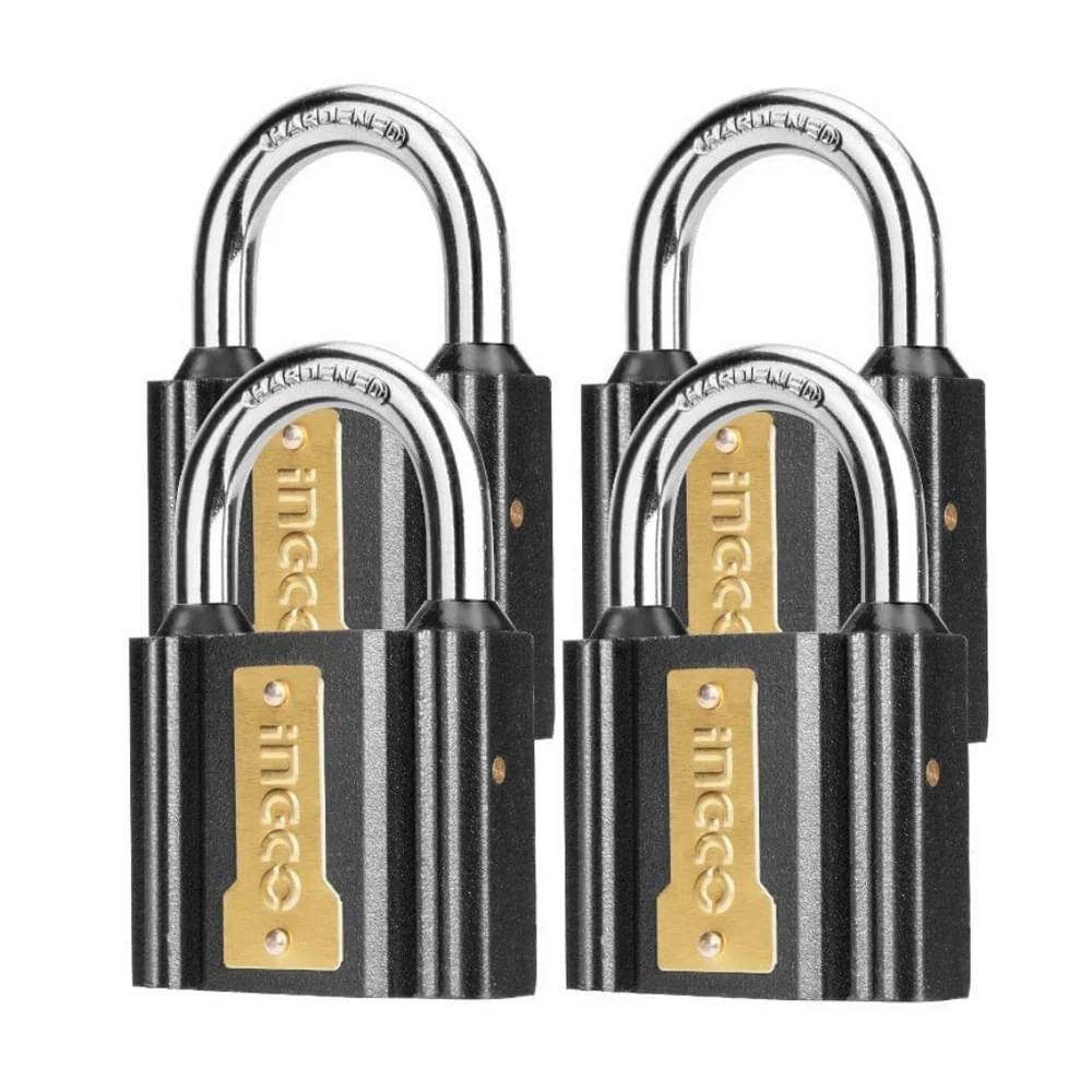 Ingco 4-Piece 38mm Iron Padlock Set with Brass Lock Cylinder – DIPLK4382