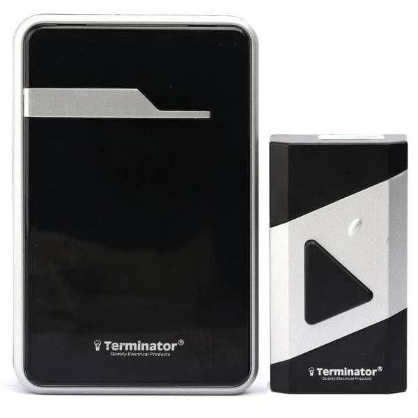 Terminator Black Digital Wireless Door Bell – TDB019DC-B – 38 Melodies, 100m Range, 1 Receiver & 1 Transmitter, DC Power