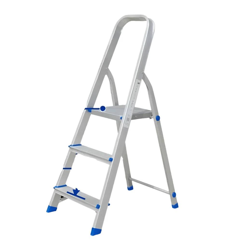 Wadfow 3-Step Aluminium Household Ladder – WLD3H03 – Lightweight, Foldable 3-Step Ladder for Household, Office & DIY Use, Aluminium-Steel Frame, 120kg Capacity