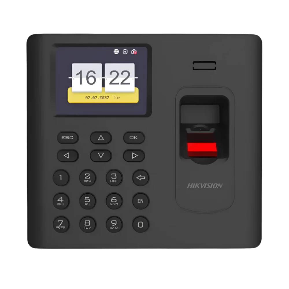 Hikvision Value Series Fingerprint Time Attendance Terminal – DS-K1A8503MF-B – 1,000 Users, 100,000 Record Storage, USB Export, TCP/IP Network, 2.4″ LCD & RFID Support