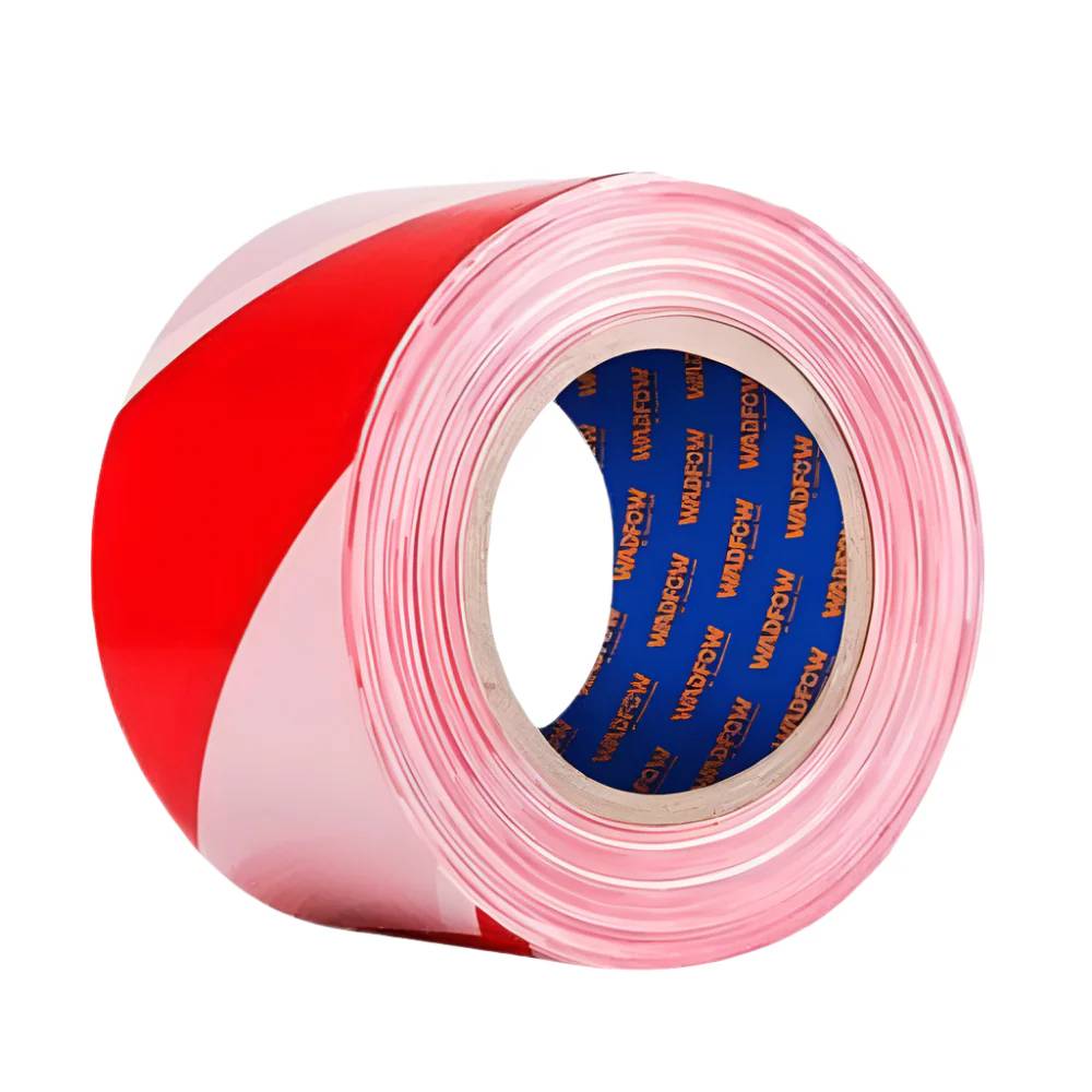 Wadfow Red & White PE Safety Warning Tape 75mm x 305m – WEE1H30 Non-Adhesive, High-Visibility, Weather-Resistant Barrier Tape for Hazard Zones, Construction, Events & More