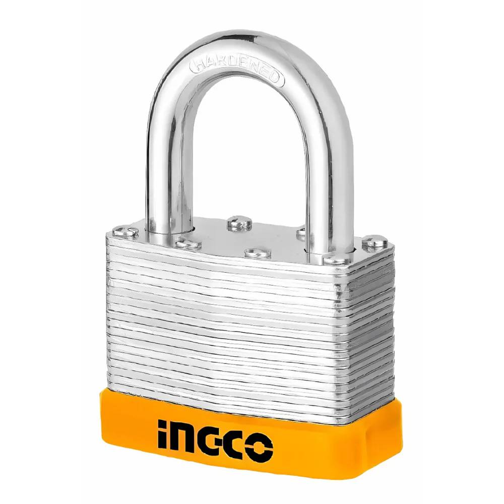 Ingco Iron Laminated Padlock 40mm – DLPK0401, Heavy-Duty Laminated Iron Body, Hardened Steel Shackle, Weather-Resistant & Ideal for Gates, Lockers, and Toolboxes