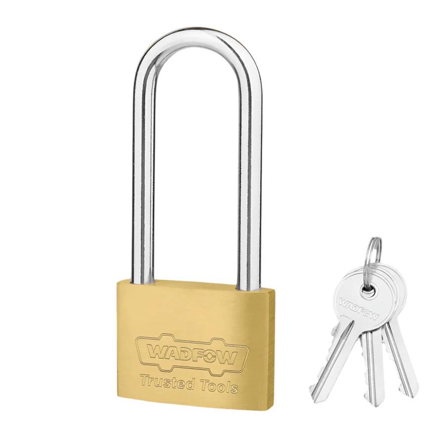 Wadfow 50mm Long Shackle Brass Padlock – WPD2450, Solid Brass Body, Rust-Resistant, High Security with 3 Keys, Ideal for Gates, Lockers & Storage Units