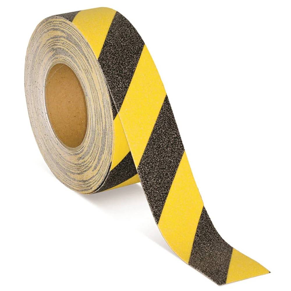 Yellow & Black 60 Grit Anti-Slip Tape – 2.5cm x 10M Roll, P60 Grit, Triple Adhesive Layer, Indoor/Outdoor Use, Heavy-Duty Safety Grip