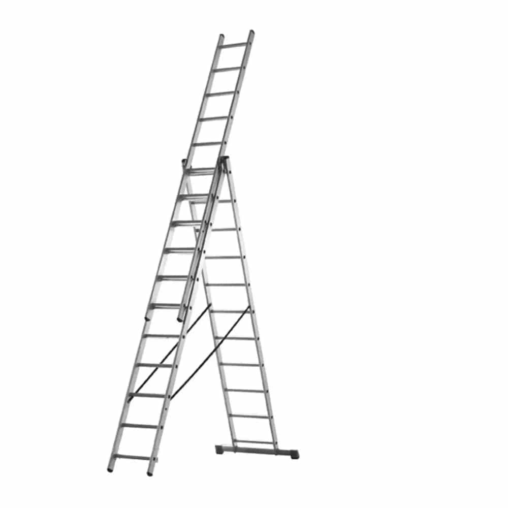 Total 3 Section Extension Ladder 3 x 9 – THLAD03391, 5.92m Max Height, Aluminum Build, 150kg Load Capacity