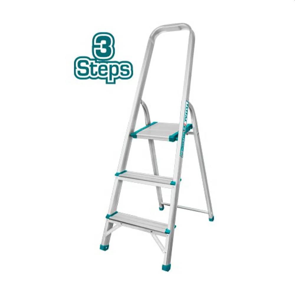 Total Household Ladder – THLAD06031, THLAD06071 & THLAD06091 – 3, 7, and 9 Steps, Lightweight Aluminum Build, 150kg Max Load, Anti-Slip Top Step for Home Maintenance, Cleaning & DIY Tasks