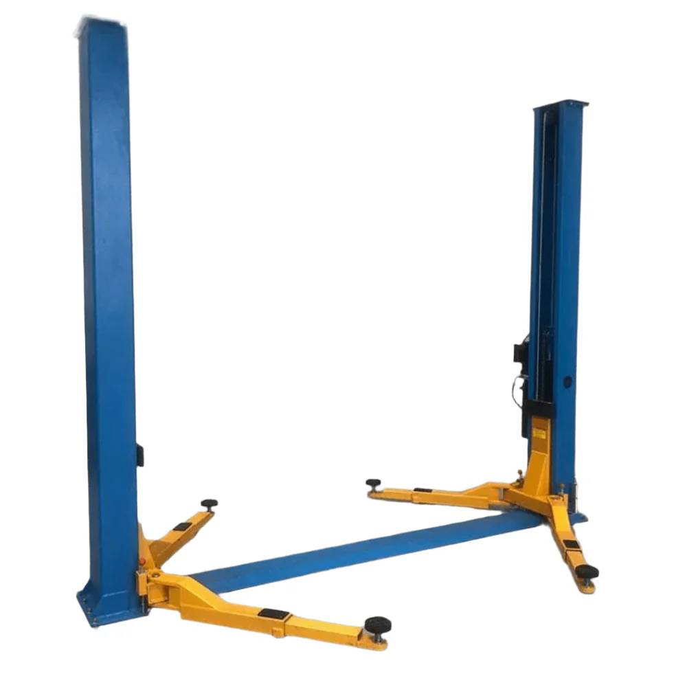Wadfow 2 Post Base Plate Car Lift WHC2U34 – 4 Ton Lifting Capacity, Dual Manual Unlock, 380V 2.2KW Motor, Steel Pallet Packaging, Ideal for Garages & Workshops