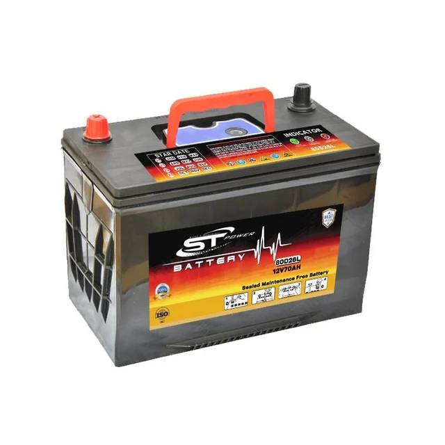 S&T 15 Plate Power Car Battery 12V 70AH JIS – 80D26LMF | Maintenance-Free Lead-Acid Battery with 650 CCA, 15 Plates & Long-Lasting Performance