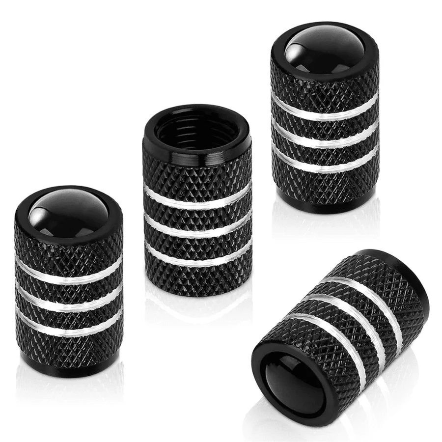 Decorative Striped Aluminum Alloy Tire Valve Covers | Stylish & Durable Wheel Accessory | Auto Supply Ghana