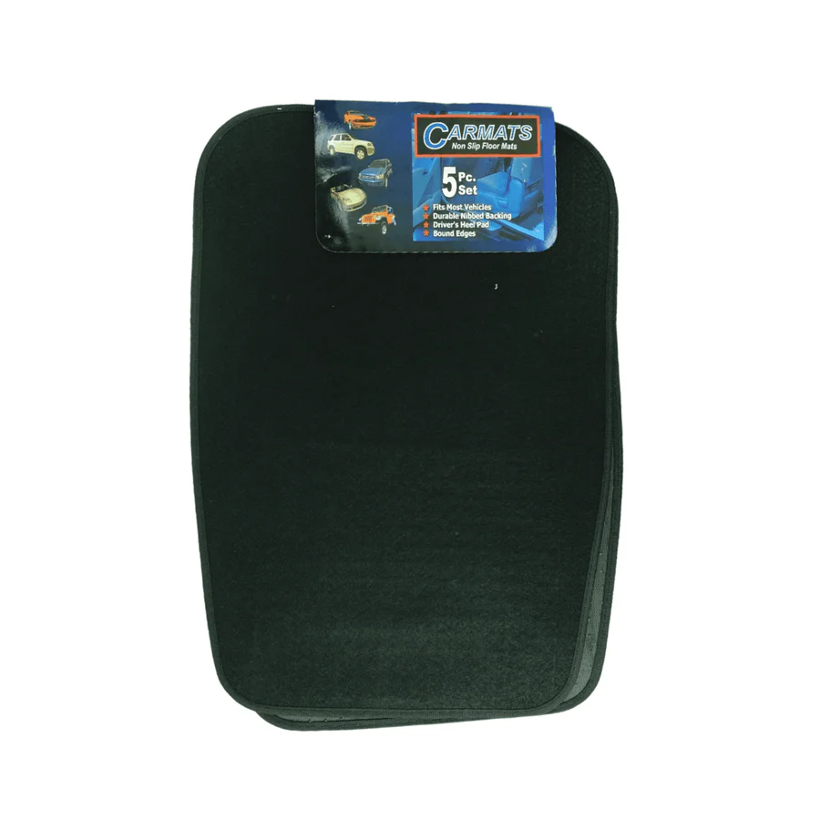 Carmats Black Textile 5 Pieces Non-Slip Floor Mats | Universal Car Interior Protection | Auto Supply Ghana