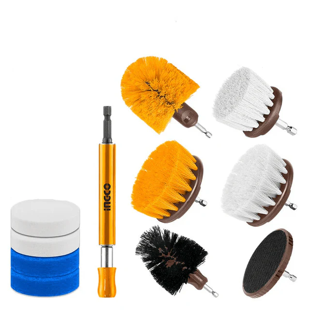 Ingco 11-Pieces Cleaning Brush Set WCB1101 | Versatile Cleaning Kit | Auto Supply Ghana