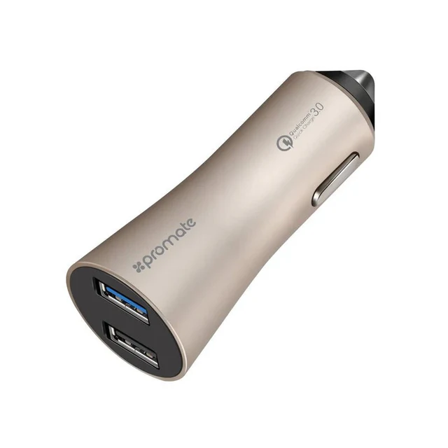 Promate Robust-QC3 Fast 3.0 Dual USB Car Charger | Quick Charge 3.0 & 2-Port Charging | Auto Supply Ghana
