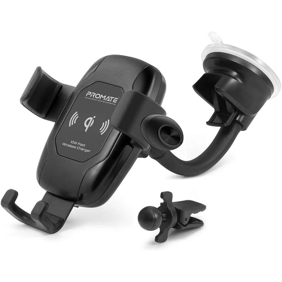 Promate 10W Qi Wireless Car Charger with Auto Clamp & Handsfree Earphone - AuraMount-BT | Auto Supply Ghana