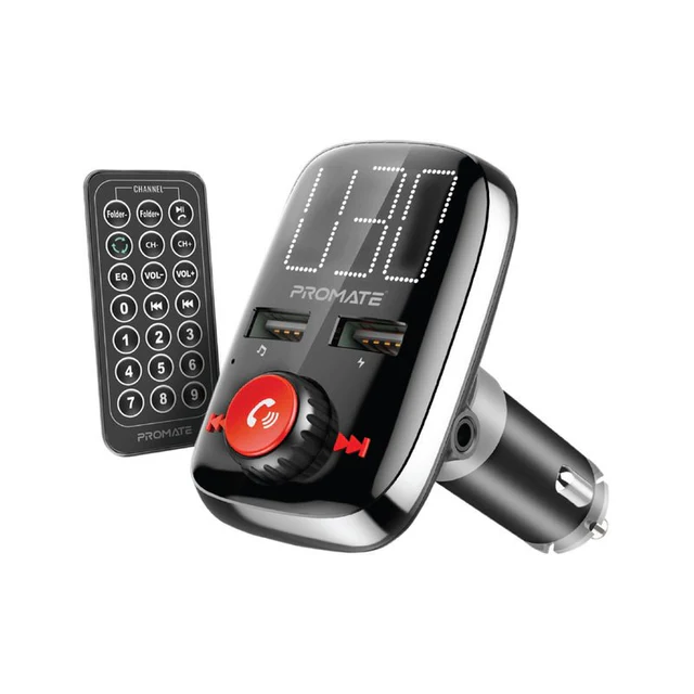 Promate Wireless FM Transmitter with Dual USB Charging Ports - SmarTune-3 | Auto Supply Ghana