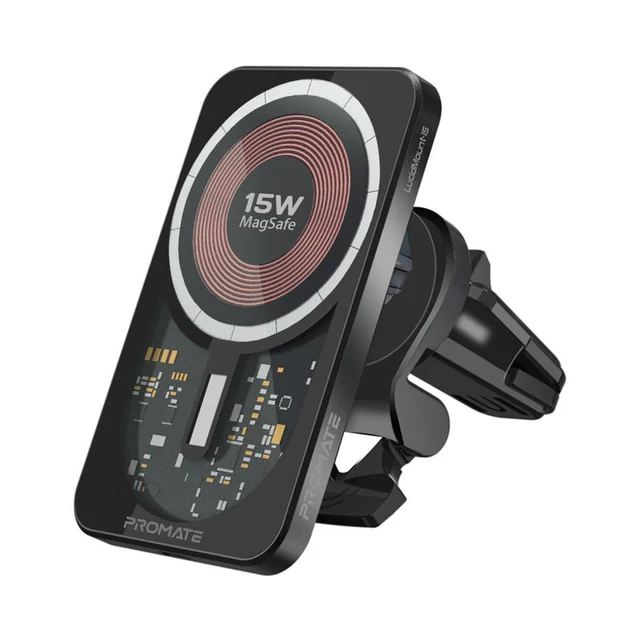 Promate 15W MagSafe Transparent Car Wireless Charger - LucidMount-15 | Auto Supply Ghana