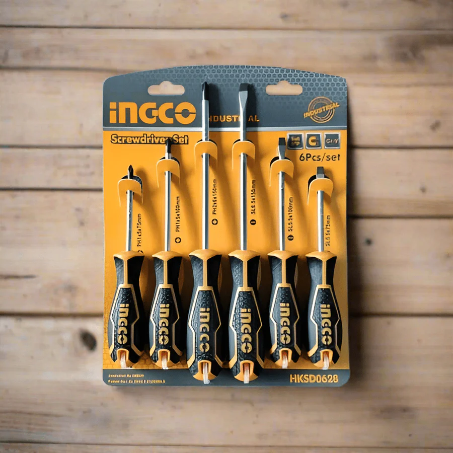 Ingco 6-Piece Screwdriver Set – HKSD0628 | Durable CR-V Steel Hand Tools | Auto Supply Ghana