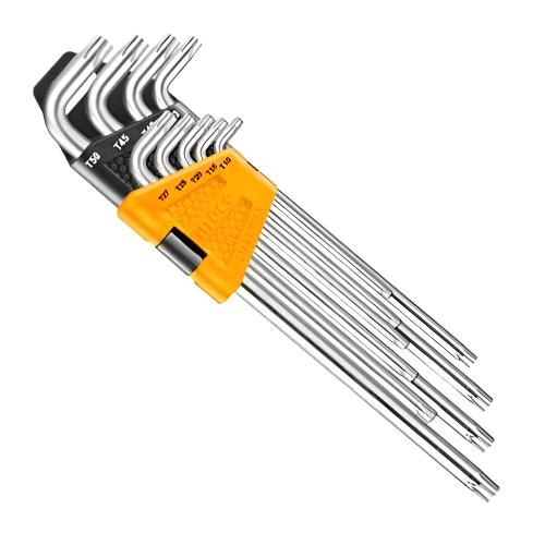 Ingco Extra Long Arm 9 PCS Torx Key Set – HHK13092 | CR-V Steel, T10–T50 | Auto Supply Ghana