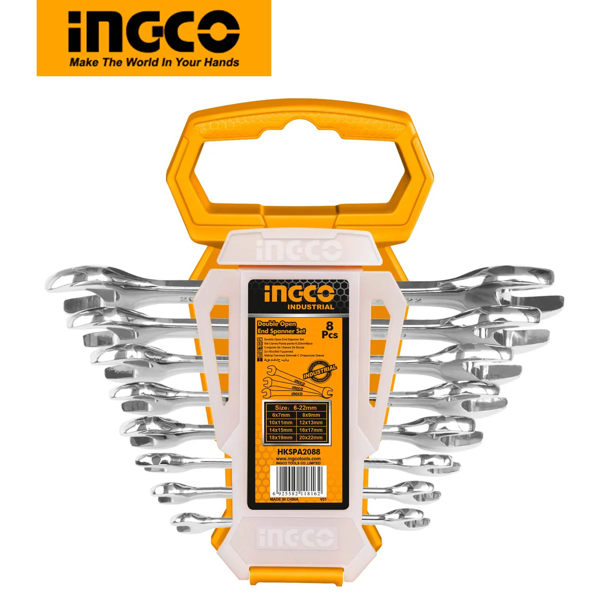 Ingco 8 PCS Insulated Open End Spanner Set – HKSPA2088 | 1000V VDE Certified Safety Spanners | Auto Supply Ghana