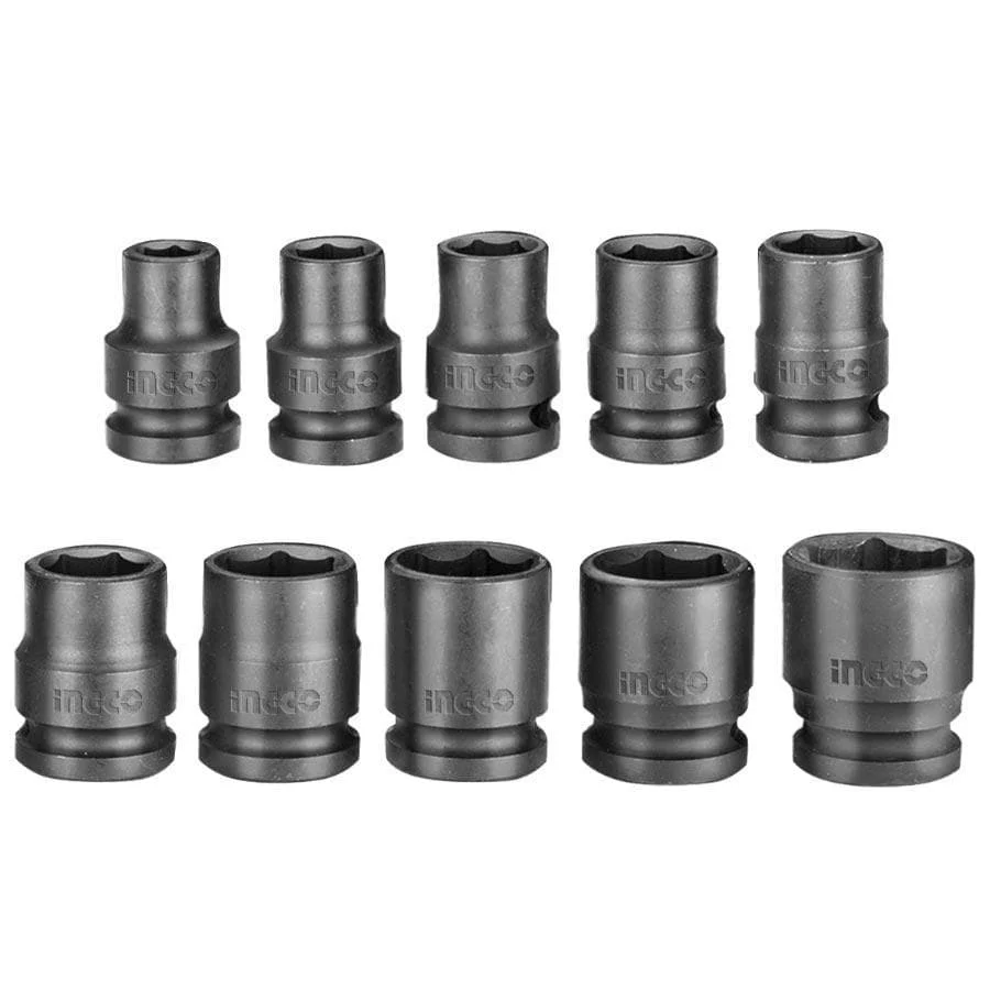 Ingco ½″ 10 PCS Impact Socket Set – HKISSD12101 | Cr-Mo Steel, Heat-Treated | Auto Supply Ghana