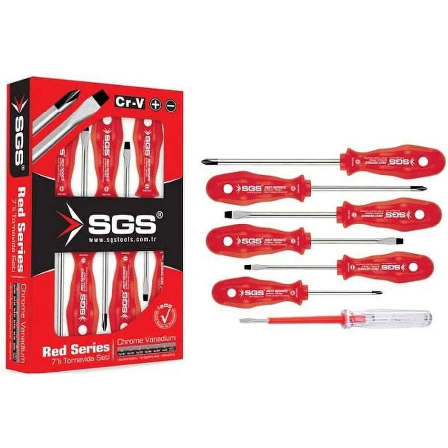 SGS 7 PCS Screwdriver Set Red Series – SGS1040 | CR-V Steel, Magnetic Tips | Auto Supply Ghana