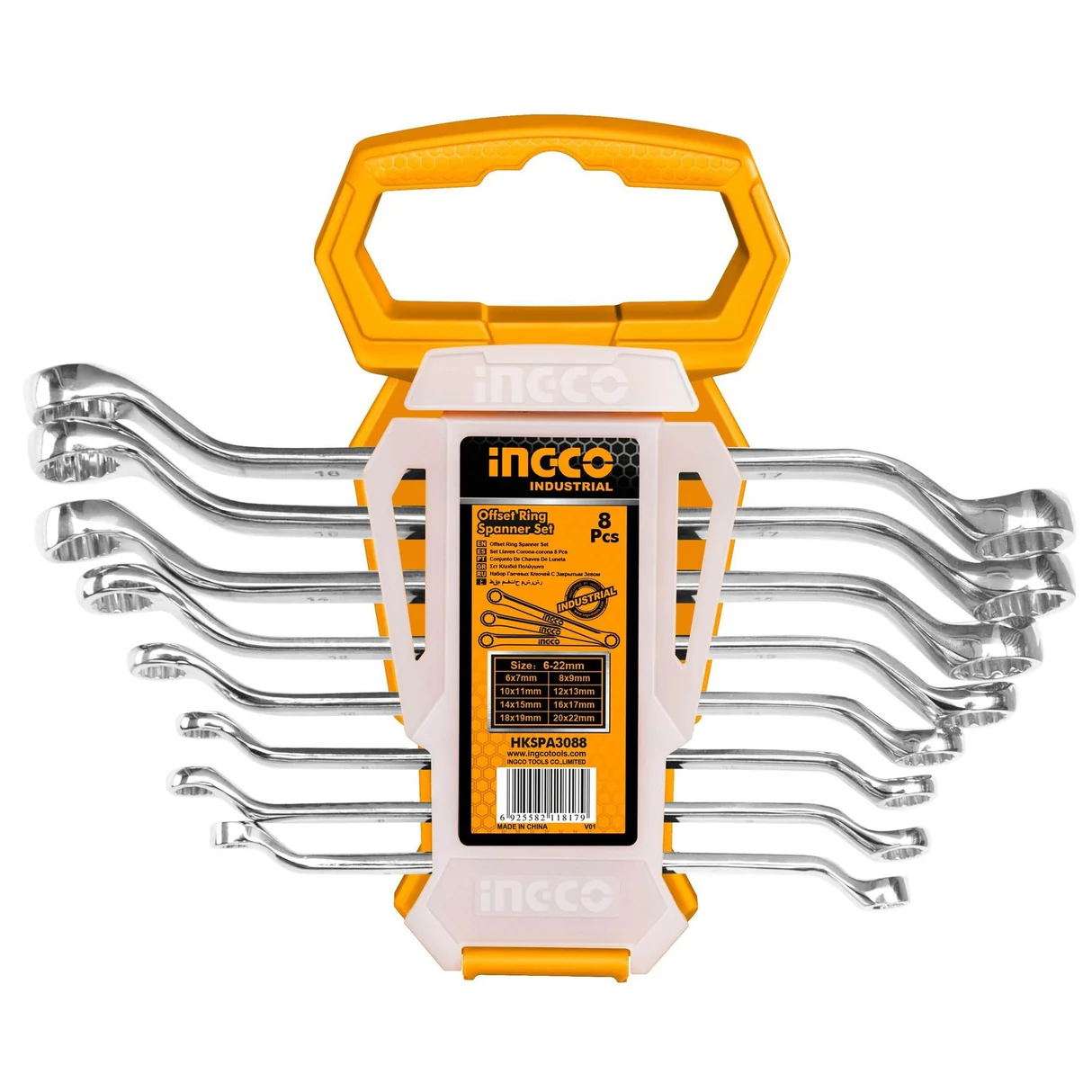 Ingco 8 PCS Offset Ring Spanner Set 6–22mm – HKSPA3088 | CR-V Steel, Fine Polished | Auto Supply Ghana