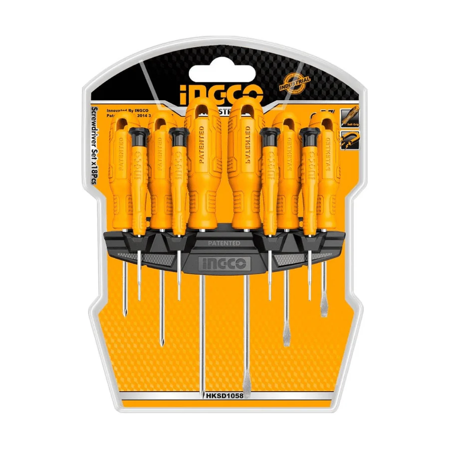 Ingco 10 PCS Screwdriver & Precision Screwdriver Set – HKSD1058 | CR-V Steel, Round Blade | Auto Supply Ghana