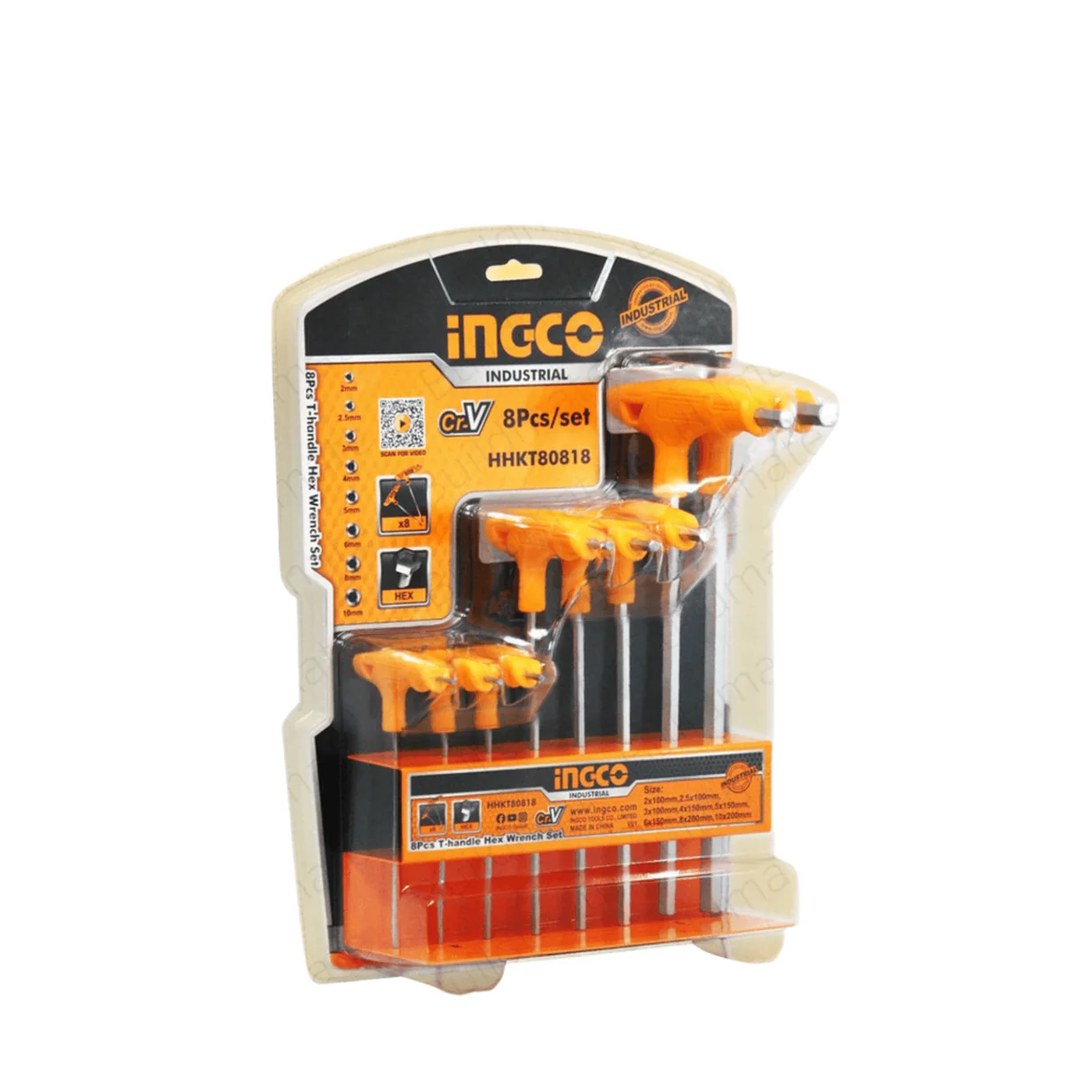 Ingco 8 PCS T-Handle Hex Wrench Set – HHKT80818 | Cr-V Steel, Ball Point | Auto Supply Ghana