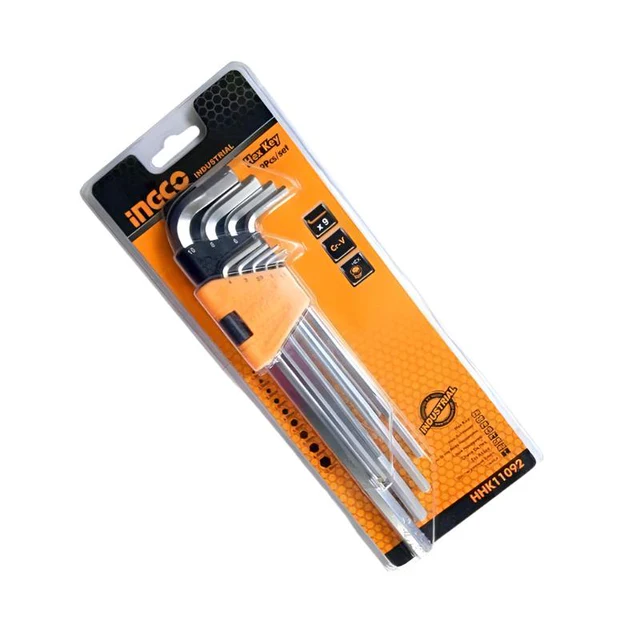 Ingco Extra Long Arm 9 Pieces Hex Key Set – HHK11092 | High-Leverage Hex Wrenches for Precision Work | Auto Supply Ghana