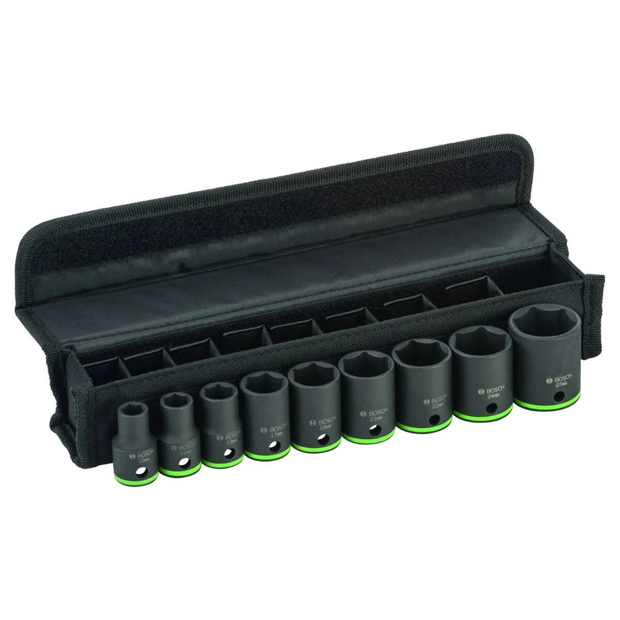 Bosch 9 PCS 38mm Deep Impact Socket Set – 2608551100 | 1/2″ Drive, Heavy-Duty | Auto Supply Ghana