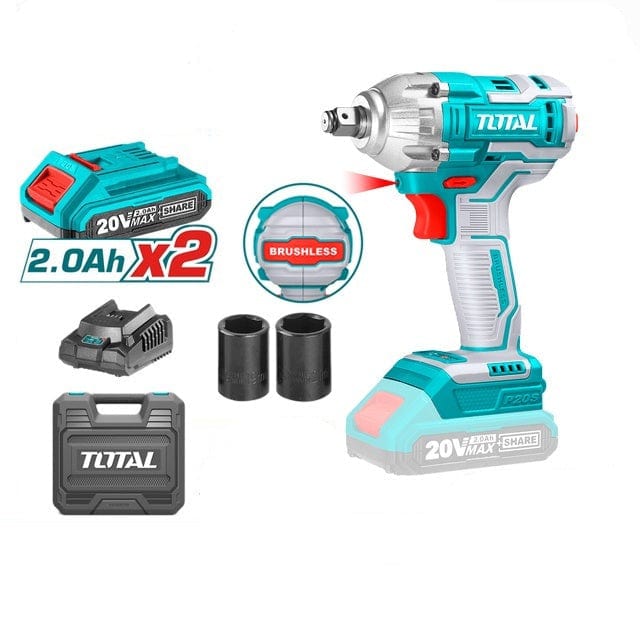 Total Lithium-Ion Cordless Impact Wrench – TIWLI2038 | 20V Brushless Motor, 1/2" Drive | Auto Supply Ghana