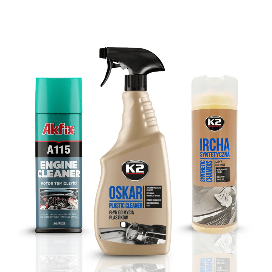 Triple Action Auto Cleaning Kit – Engine Cleaner, Car Interior Cleaner & Drying Towel | Auto Supply Ghana