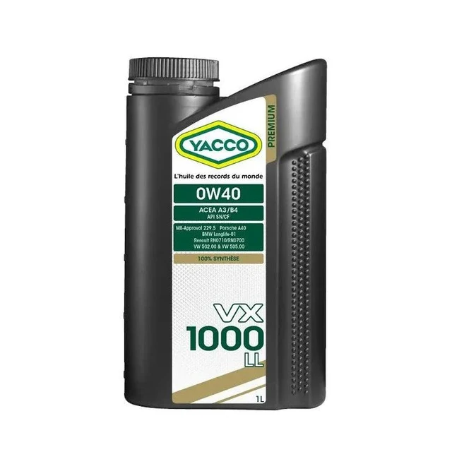 Yacco VX Premium 100% Synthetic Engine Oil – VX 1000 LL SAE 5W40 | Longlife High-Performance Oil | Auto Supply Ghana