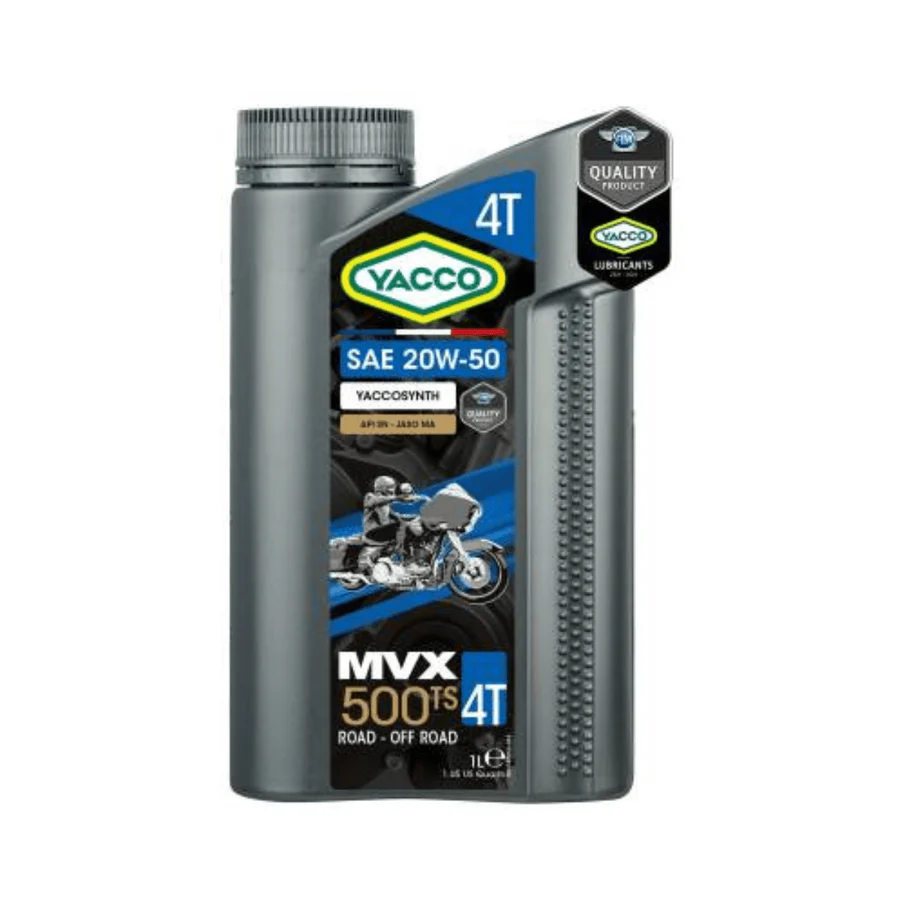 Yacco Synthetic 4-Stroke Motorcycle Engine Oil 1L – MVX 500 TS 4T SAE 20W50 | High-Performance Engine Protection for Motorbikes | Auto Supply Ghana