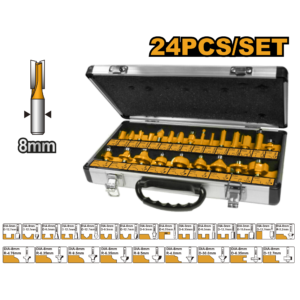 24-Piece Router Bit Set - 8mm Shank, Carbide-Tipped
