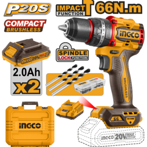 High Torque 20V Brushless Cordless Impact Drill 66Nm Kit with 47 Accessories