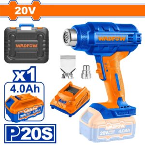 20V Cordless Heat Gun with 4.0Ah Battery - 550°C Max, Dual Nozzles, Extended Runtime