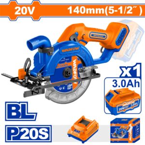 20V Brushless Cordless Circular Saw 140mm - 6300 RPM, 50mm@90°, 3.0Ah Kit