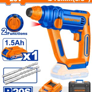 20V Cordless SDS-Plus Rotary Hammer Kit - 1.5J, 16mm Concrete, 1.5Ah Battery