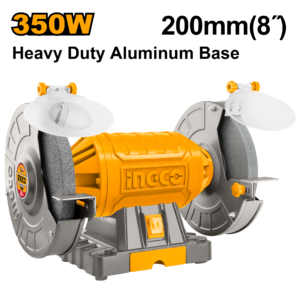 350W Bench Grinder with 200mm Wheels - 2950 RPM, Eye Shields, Storage Box