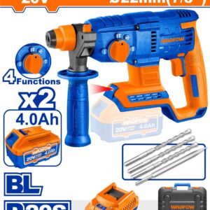 20V Brushless Cordless SDS-Plus Rotary Hammer Kit - 2.0J, Dual 4.0Ah Batteries + Chisel